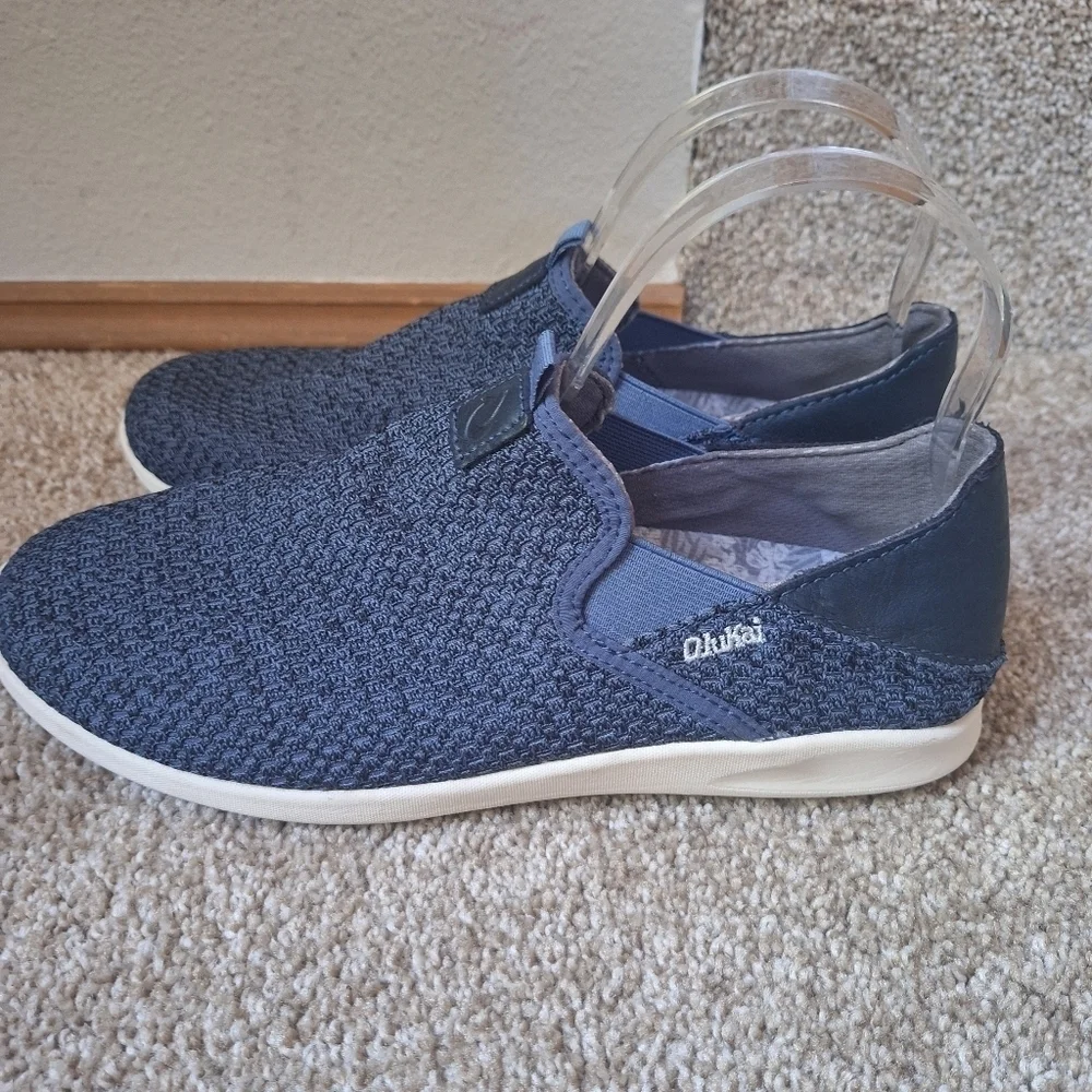 Olukai Alapa Mens Blue Slip On Drop Heel Woven Blue Casual Shoe Size 7